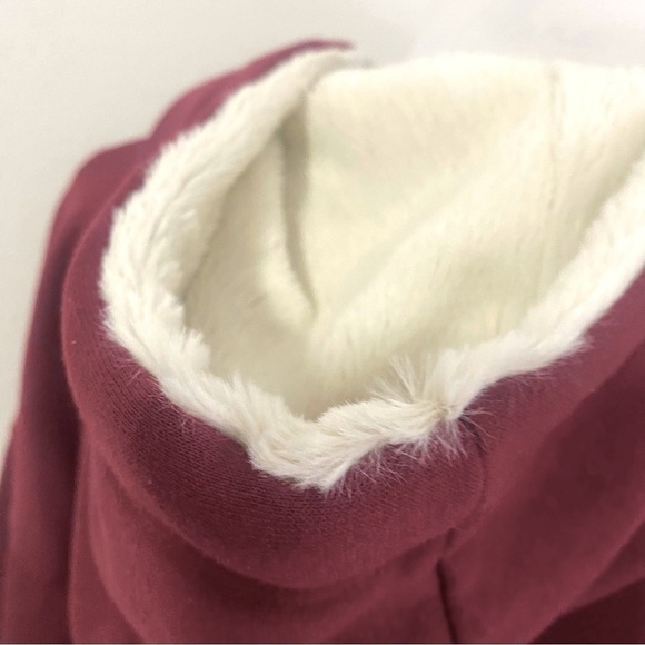 No boundaries Unisex Sherpa Hoodie Size XL (19) Burgundy Super Warm - Picture 6 of 9